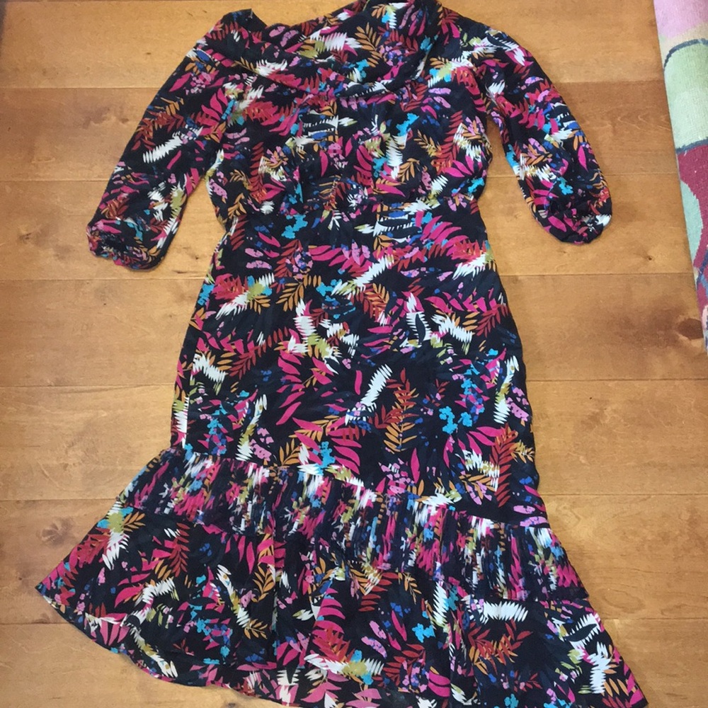 Saloni Bright Floral Dress off the shoulder